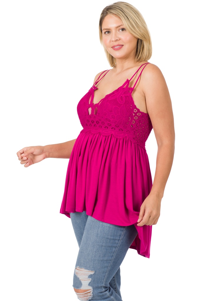 Lace Cami Tunic Magenta