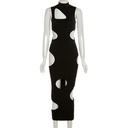Round Neck Hollow-out Dress Black