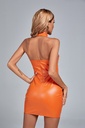 Open Back Zipper PU Dress Back