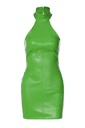 Open Back Zipper PU Dress Green