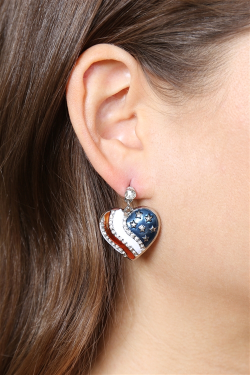 Flag Heart Earrings Model