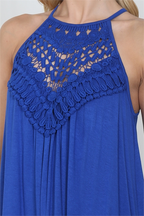 Crochet Mini Dress Blue