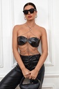 Faux Leather Cross Chain Top