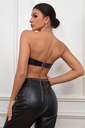 Faux Leather Cross Chain Top Back