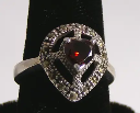 Sterling Silver Garnet Marcasite Ring Size 7.5