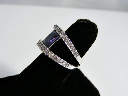 Modern Sterling Silver Ring Purple Rectangular Stone 1