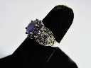 Sterling Silver Amethyst and Marcasite Ring Size 7.25