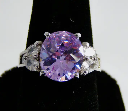 Sterling Silver Ring with Lavender and Clear Stones Size 9