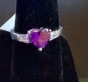 Sterling Silver Purple Heart Ring Size 6.5