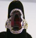 Sterling Silver Ring with Large Red Stone Size 8