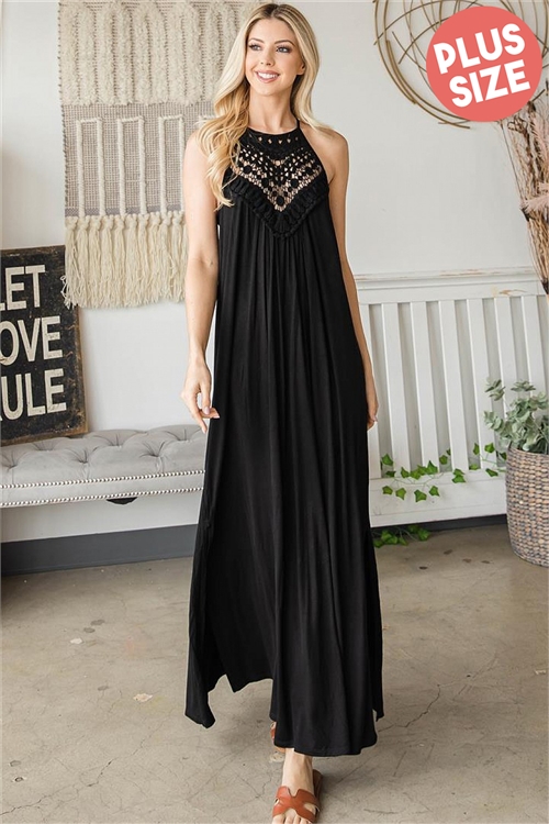  Black Crochet Maxi 