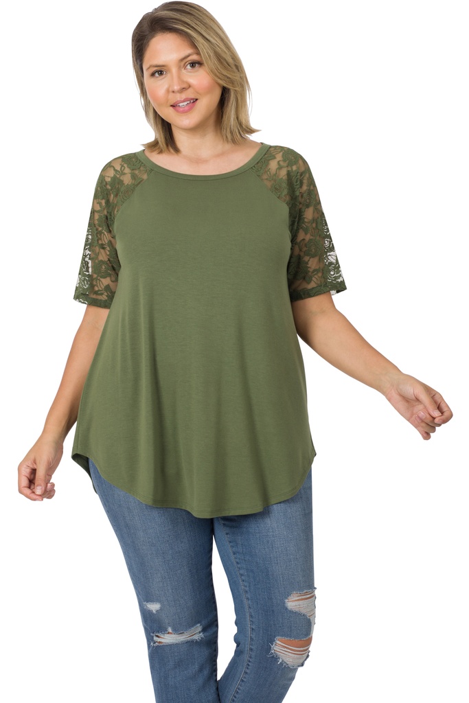  Lace Sleeve Tee 