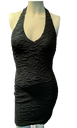 Textured Halter Mini Dress Black
