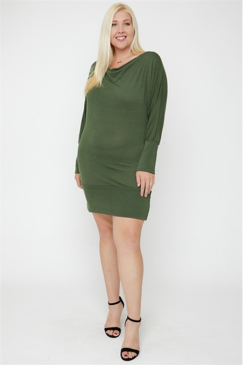 Dolman Sleeve Cowl Neck Dress