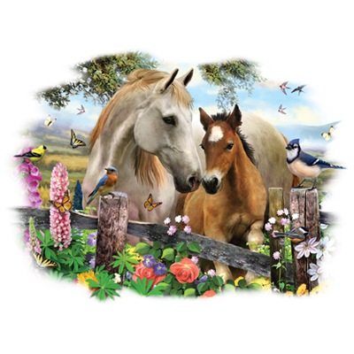  Hollyhock Horses Toddlers (2T, Light Blue)