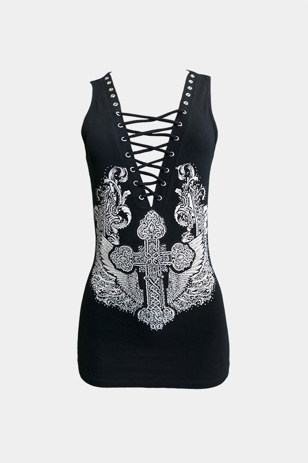 Baroque Cross and Wing Tank Top