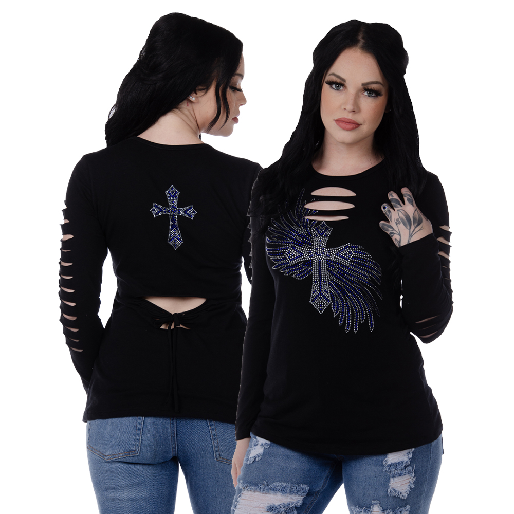 Cross and Wings Long Sleeve T-Shirt