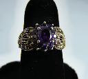 Sterling Silver Amethyst and Marcasite Ring Size 7.25