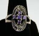 Sterling Silver Amethyst and Marcasite Ring Size 10