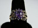 Sterling Silver Amethyst and Marcasite Ring Size 7.5