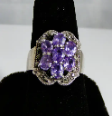Sterling Silver Amethyst and Marcasite Ring Size 8.75