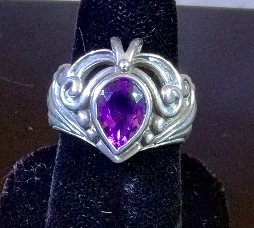 Sterling Silver Deep Purple Ring Size 7