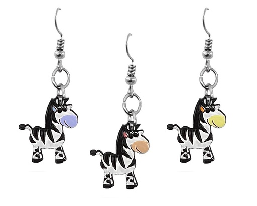 Cute Wood Cut Zebra Earrings