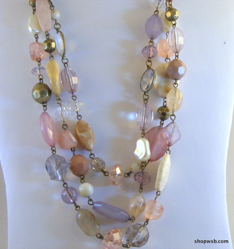  Pink Stone Bib Necklace
