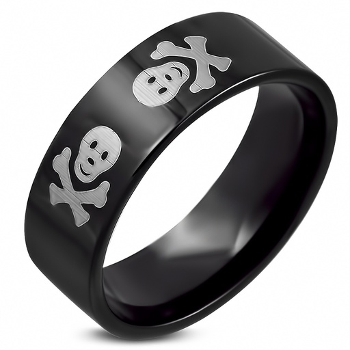 Black with Silver Skull Crossbones